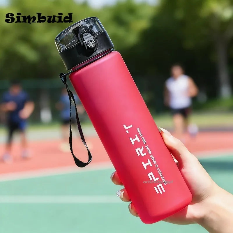 1pc Large Capacity Leakproof Sports Water Bottle with Time Marker for Gym Hiking Outdoor Portable Water Flask