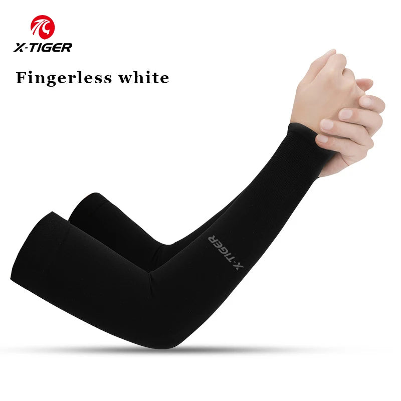 X-TIGER Ice Silk Sports Arm Sleeves Cycling Sun UV Protection Outdoor Travel Running Gym Fitness Cool Summer Arm Sleeves
