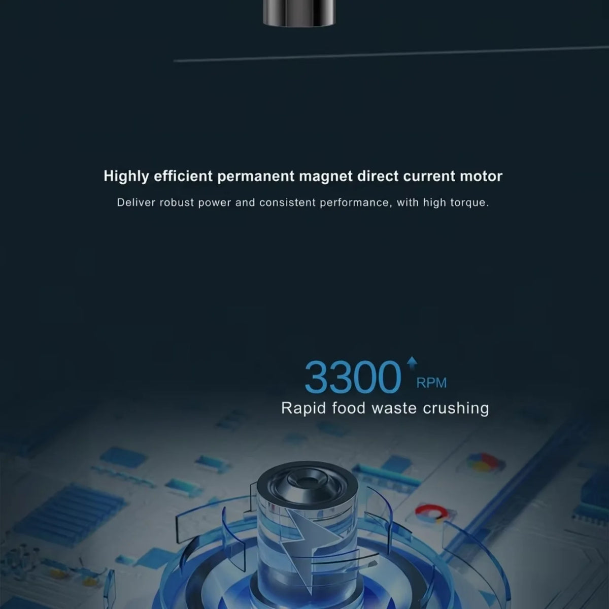 Airo Electric Compact 0.5 HP Continuous Kitchen Garbage Disposal Economic Silent Food Waste Disposer Stainless Steel Home