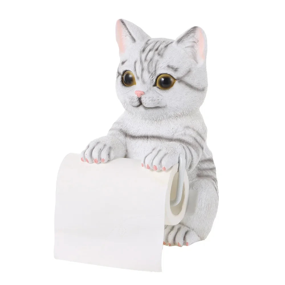 Resin Cat Toilet Paper Holder Wall Mounted Storage Dispenser Bathroom Paper Towel Dispenser Kitchen Tissue Dispenser