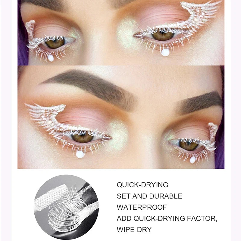 Long and Curling White Mascara, Waterproof and Sweat-Proof Colored Eyelashes, No Clumps, Not Easy to Smudge, Not Easy to Dirty