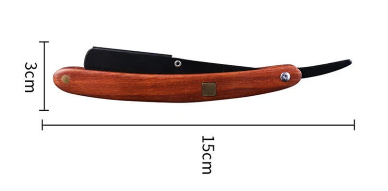 wooden trimmer manual shaver professional straight edge stainless steel sharp barber razor folding shaving blade shave beard cut