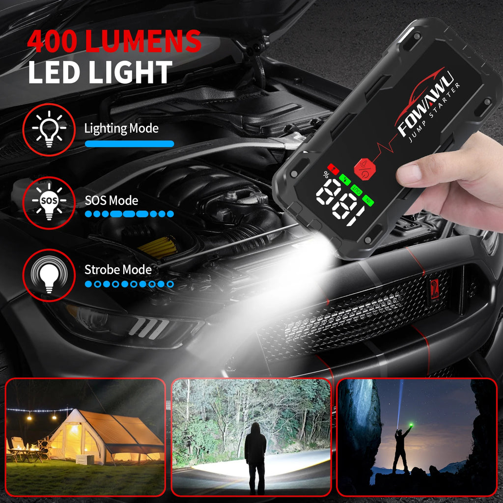 FOWAWU 26800mAh 7000A Peak Jump Starter for 12V Vehicles (12L Petrol / 10L Diesel) and Moto, Car Battery Jump Starter Power Pack