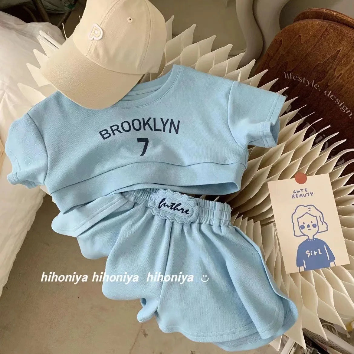 Girls Set 2026 Baby Girl's Summer Short Sleeve Clothing Suits Letter Printed Cotton 2Piece Sport Outfits 1-7Y Children's Clothes