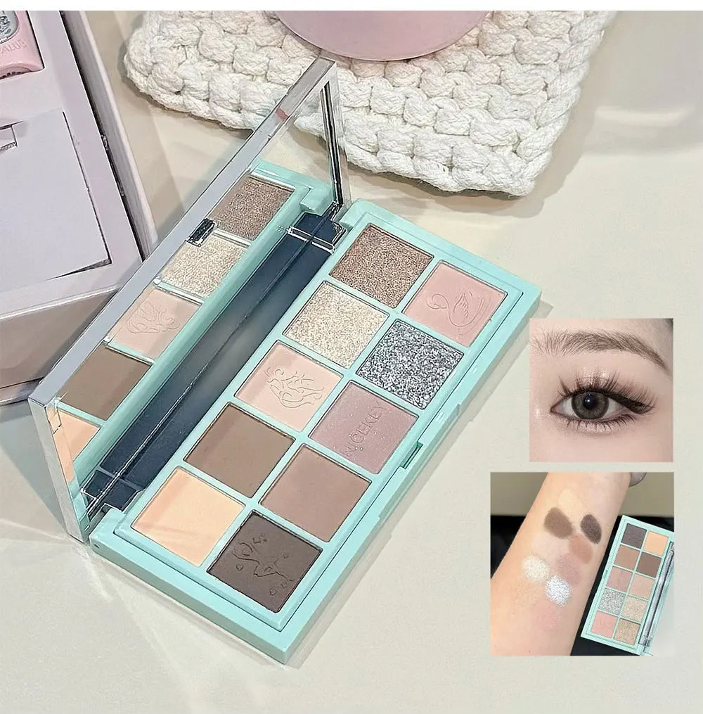 NICEKEY Multipurpose Makeup Sets Include 4 Lip Mud,1 Blush,1 Pressed Powder,1 Eyes Palette,1 Contour Palette With Necklace Gift
