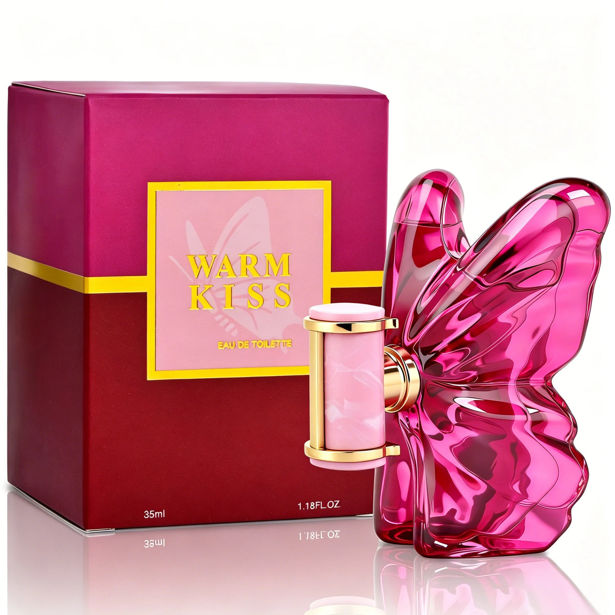 Warm Kiss Women's Perfume, 1.18 Fl oz, Fruity Floral Fragrance, Notes of Dragon Fruit, Frangipani, Cherry, Peony & Sun-kissed Vanilla, Refillable Designer Perfume for Women