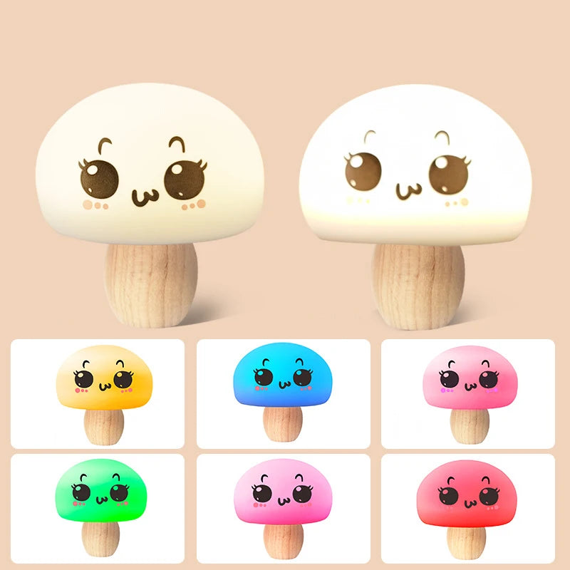 Mushroom Lamp Light Touch Sensor Mini LED Magnetic USB Night Lights Atmosphere Lamp Bedroom Soft Baby Child Sleeping Lamp