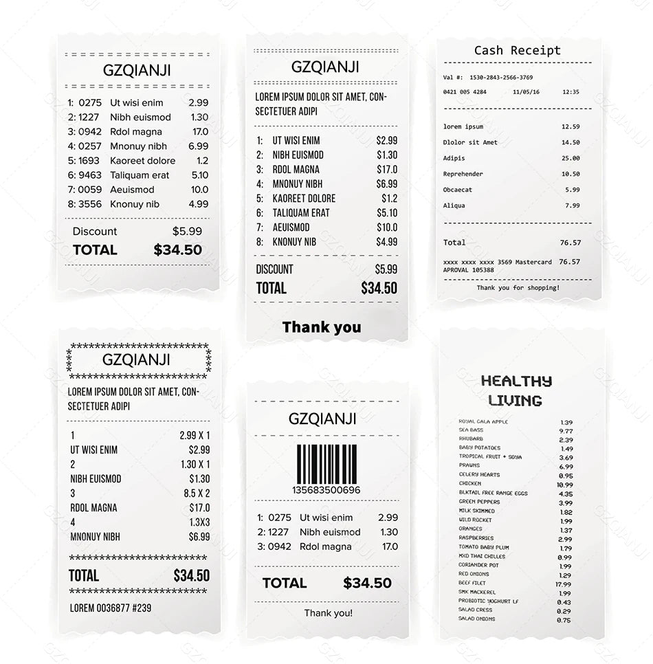 80mm Width Non-Adhesive Thermal Printer Paper for Pos Receipt Maker Black on White Printing 3 Rolls Suitable Notes List Photo