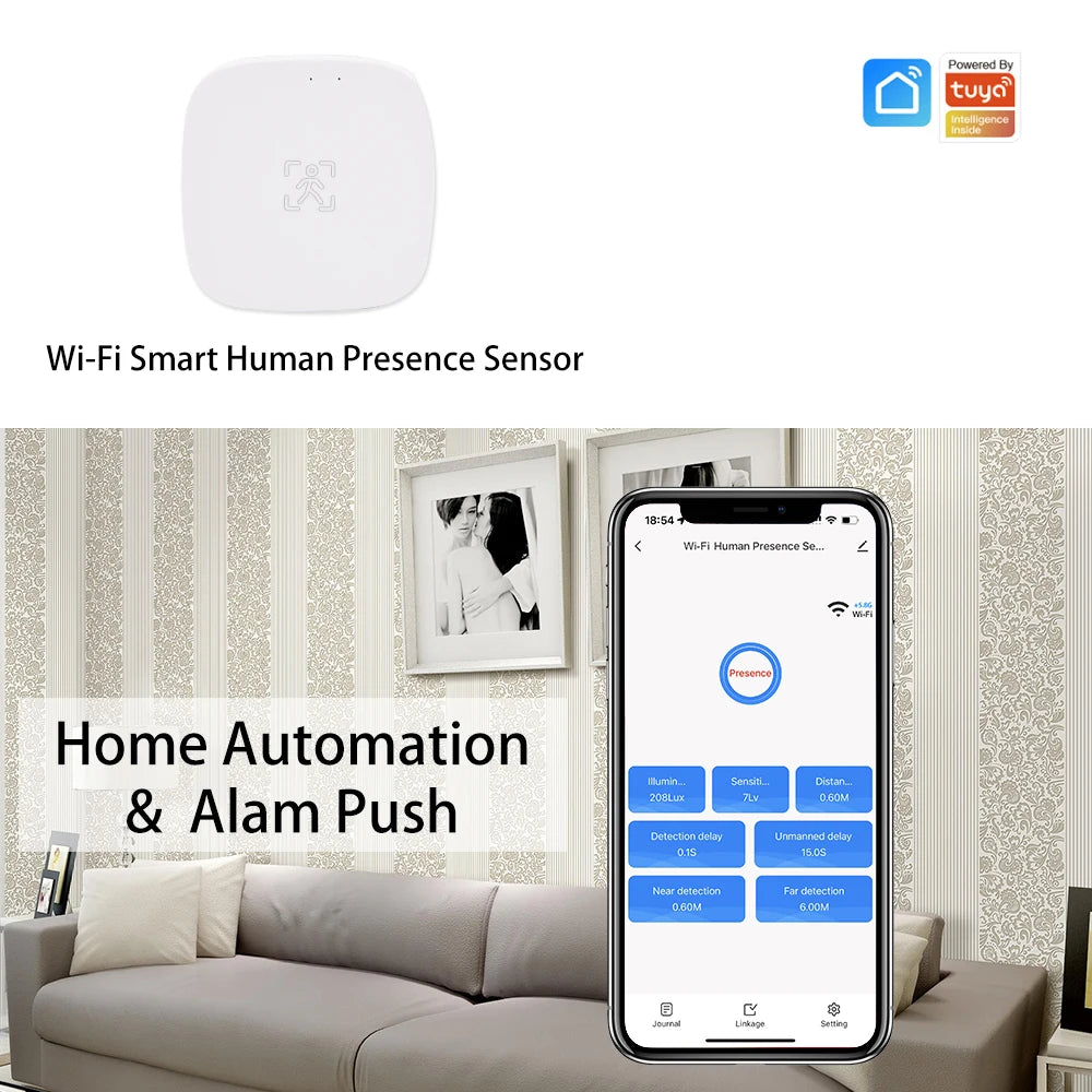 Wifi MmWave Human Presence Motion Sensor With Luminance/Distance Detection Celling/Wall Mount Tuya Smart Life Home Automation