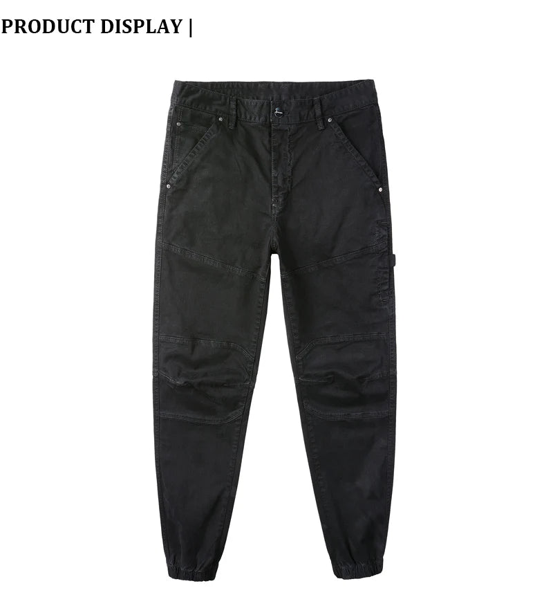 Streetwear Fashion Men Jeans Elastic Stretch Slim Fit Spliced Designer Casual Cargo Pants Hombre Hip Hop Joggers Men Overalls
