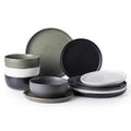 Ceramic Dinnerware Sets, Wavy Rim Stoneware Plates and Bowls Sets, Dishwasher and Microwave and Oven Safe Dishes set, pc