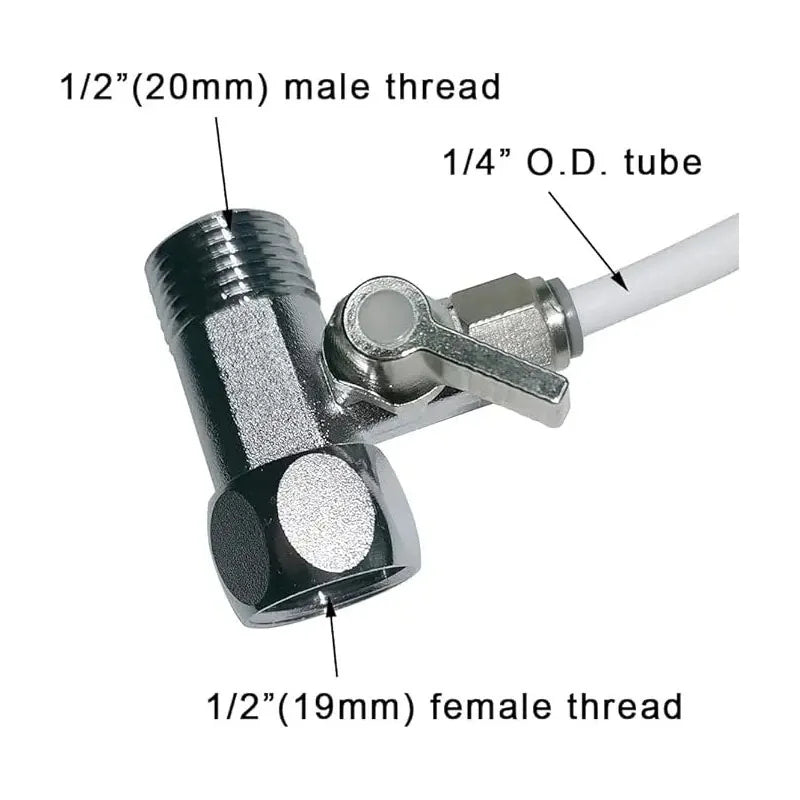 RO Feed Water Adapter 1/2\" To 1/4\'\' With Shut-Off Ball Valve Tap Tee B Cold Hot Water Pipes Home Accessories