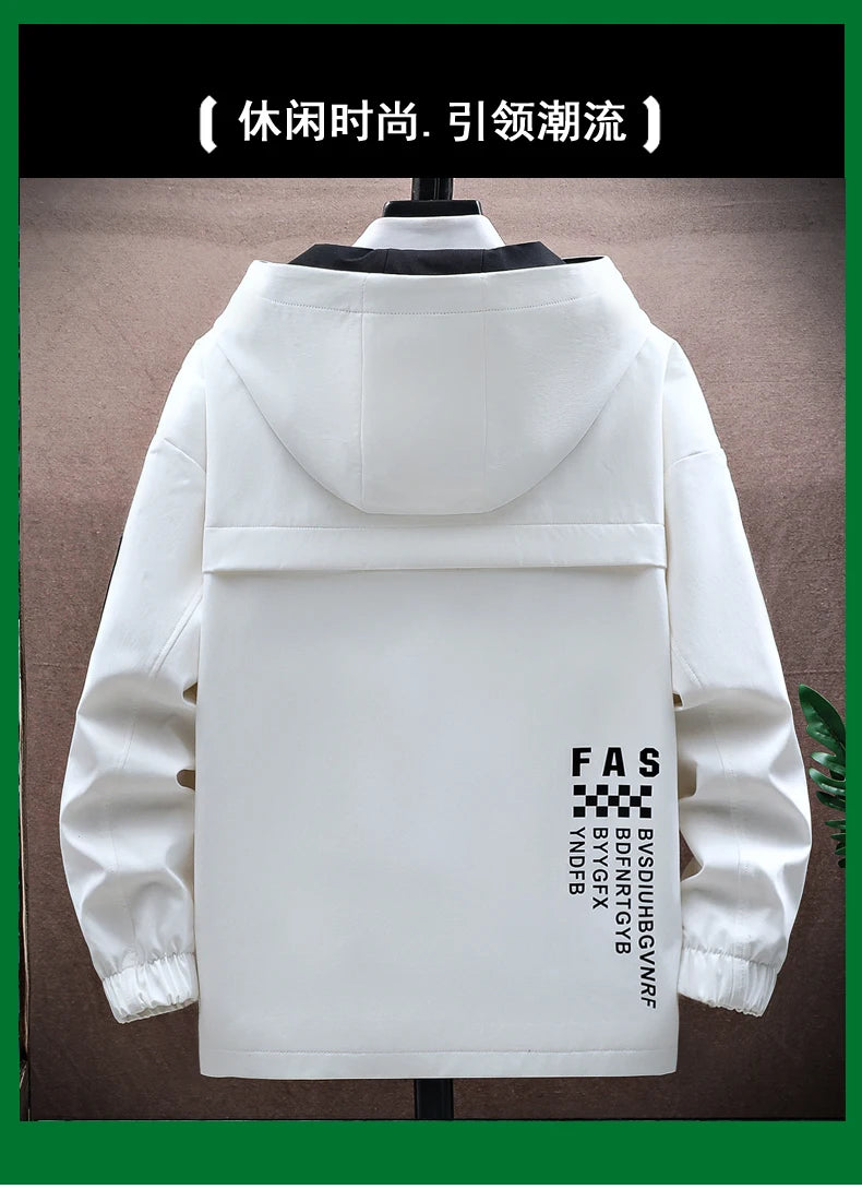 Fashion 2026 Spring Autumn Men's Casual Hooded Jackets Outdoor Zipper Windbreaker Coats Streetwear Plus Size M-4XL Tops Clothing