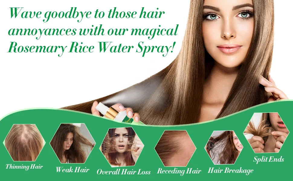Goiple Rice Water and Rosemary Spray for Strengthening Hair Essential Oils Infused with Biotin Scalp Treatment Mist for  Damaged