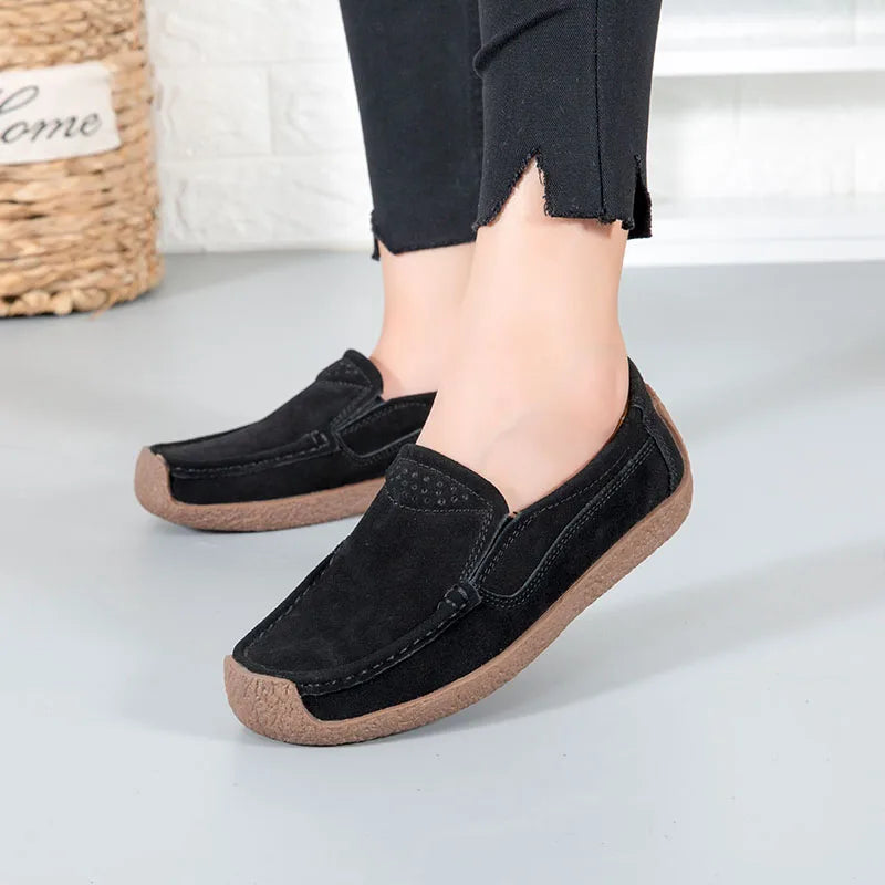 Spring Autumn Women Shoes Big Size Flats Women Suede Loafers Soft Comfortable Women Casual Shoes Slip On Moccasins Shoes Female