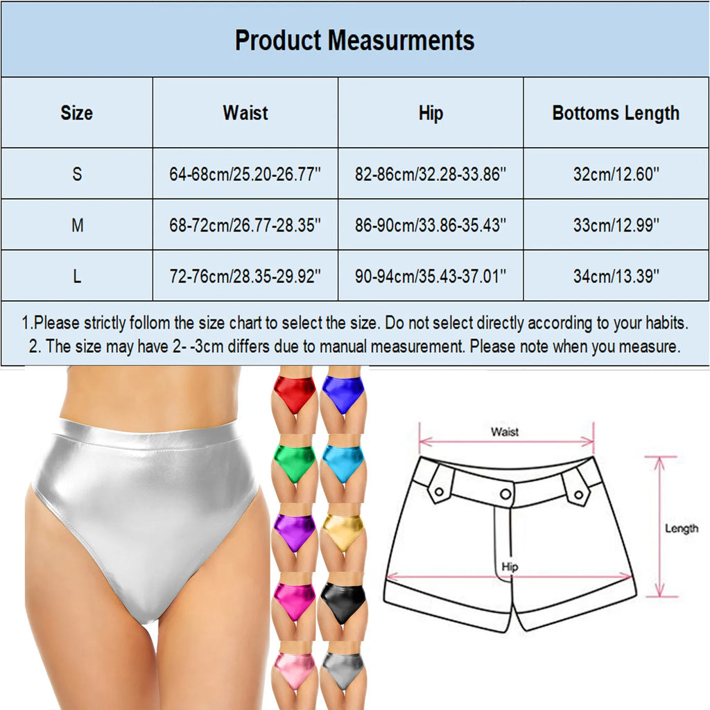 Women's Shiny Booty Shorts Faux Leather Hot Pants Rave Dance Festival Bottoms Pole Dancing Performance Shorts Party Clubwear