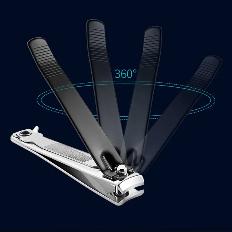 3 Sizes Nail Nipper Stainless Steel Black Fingernail Clipper Anti-splash Manicure Cutter With Files Portable Manicure Tool