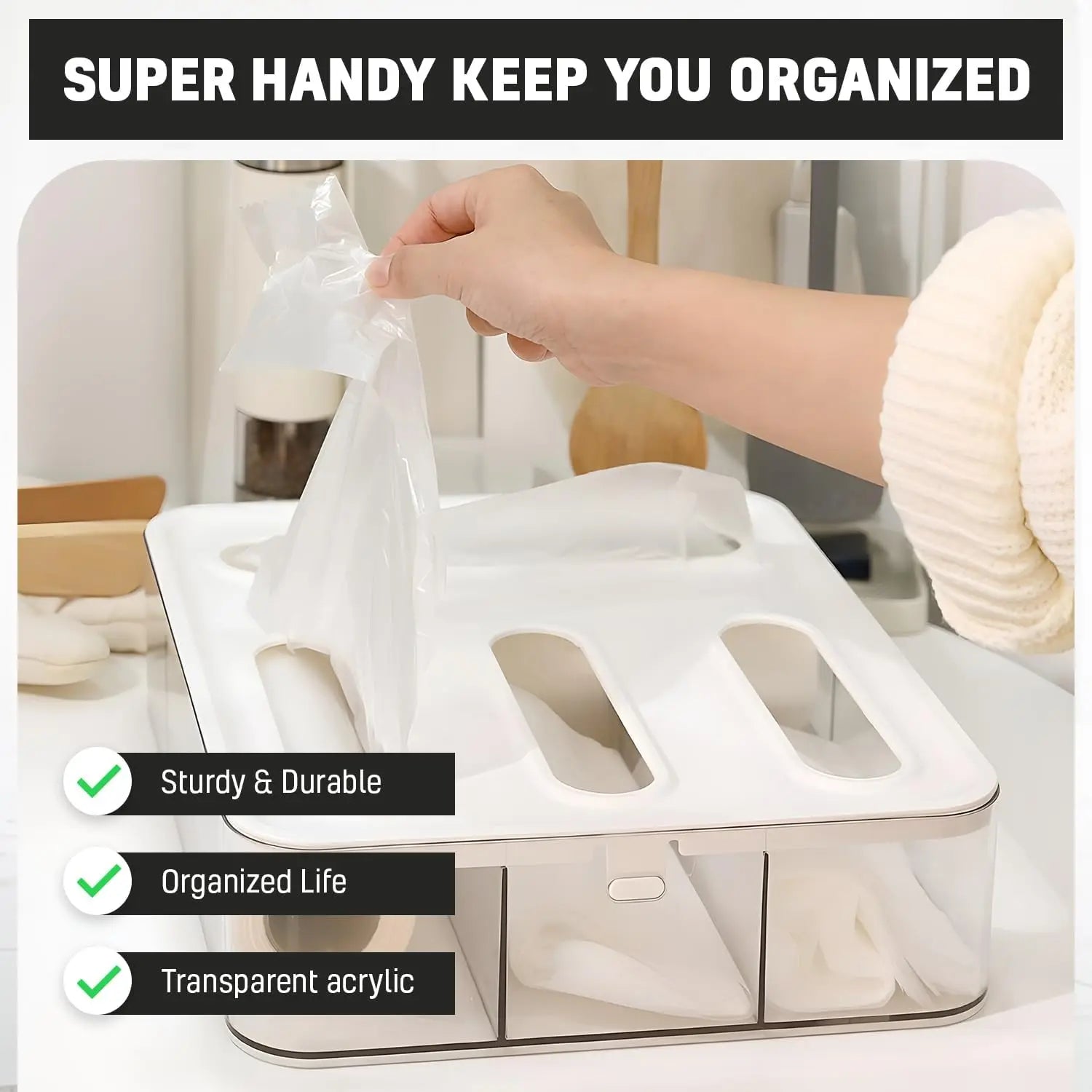 Kitchen Drawer Food Bag Organizer Ziplock Bag Organizer(Transparent Drawer)