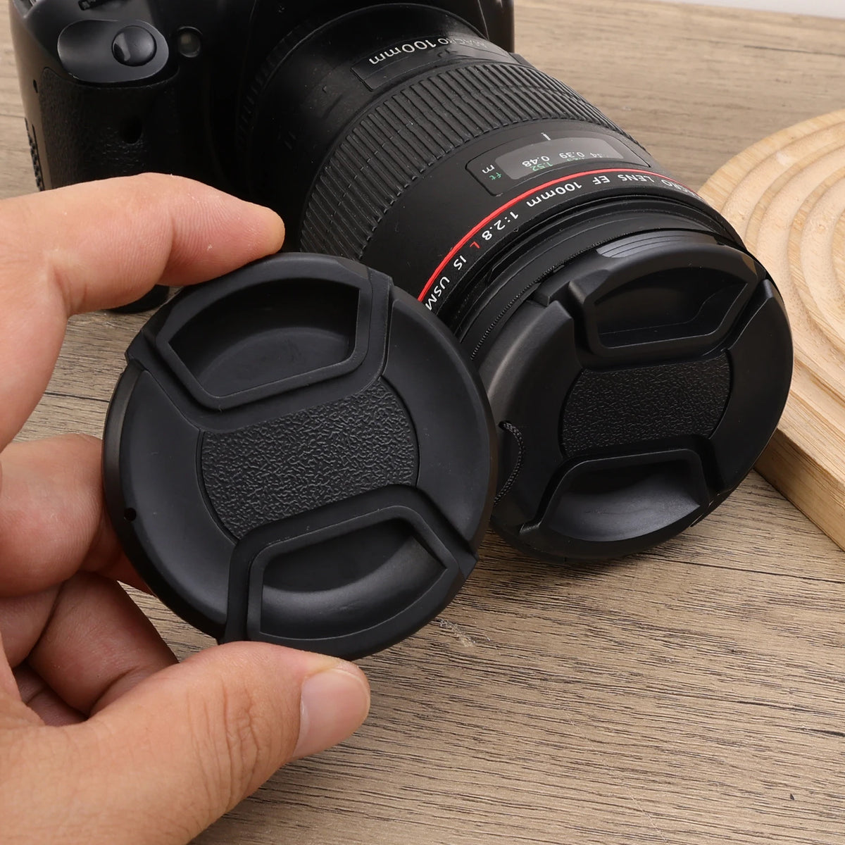 Universal Lens Cap 49 52 55 58 62mm Center Pinch Snap on Front Cap Cover for DSLR Camera Lens Protector Protective Accessories