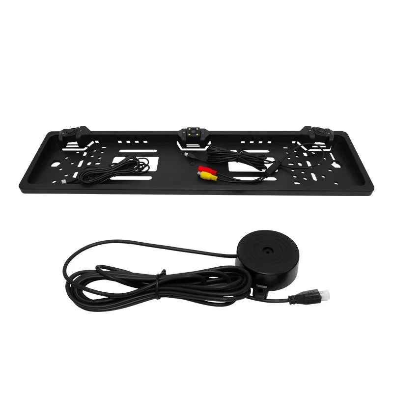 Car Camera 3in1  Parking Sensor European License Plate Frame Backup 4 LED Waterproof  Rear View Reversing Radar System
