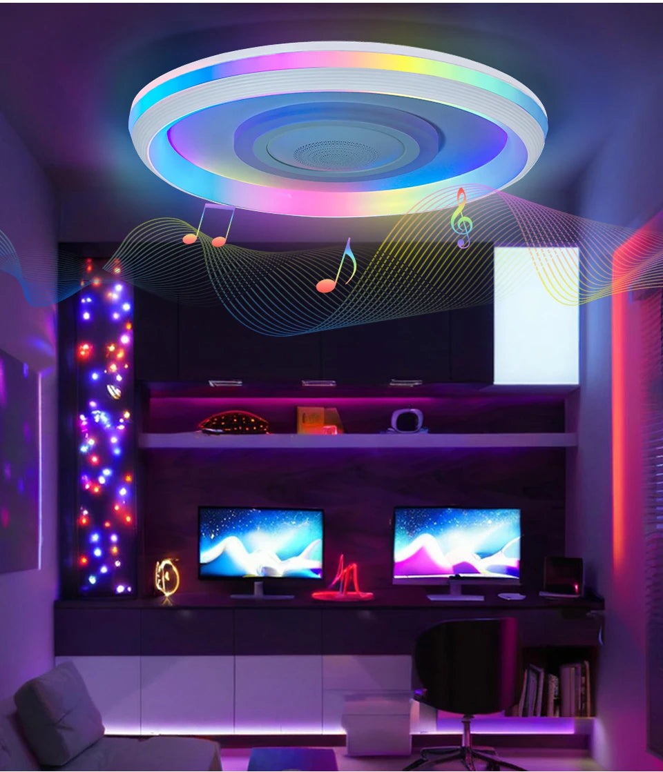 TUYA Music Ceiling Light With Speaker Remote Control APP Dimming Smart RGB LED Lamps Backlight Design Bedroom Living Room Decor