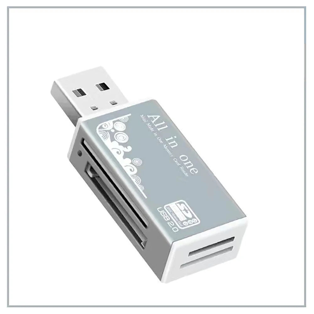 Alloy Card Reader 4 Ports USB2.0 Micro SD TF M2 MS Pro Duo MMC SDHC DV Phone Camera Memory Card Adapter with LED Indicator