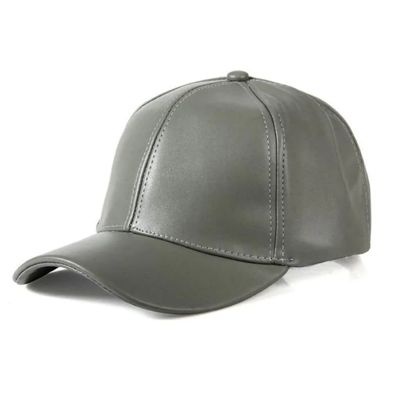 1PC Unisex Solid Men Women Baseball Cap PU Leather HIP HOP Snapback Caps Hats for Men Baseball Caps Black Adjustable Hat