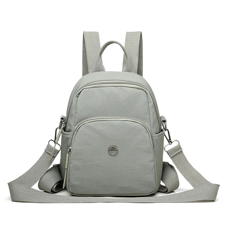 Solid Color Nylon Backpack Lightweight Travel School Bag Fashion Daypack for Work Small Travel Bag Multi-functional Shoulder Sac