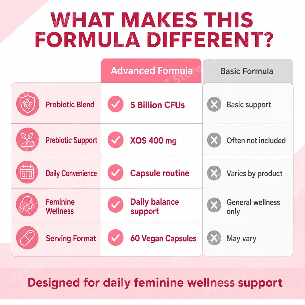 Women's Probiotic Capsules with Lactobacillus & Prebiotics for Gut and PH Balance Womens PH Support Feminine Care 60 Count