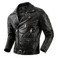 New Motorcycle Leather Jacket Autumn Off-road Motorcycle Riding Jacket Men's Slim Fit Cow Leather Jacket Trendy Lapel Jacket