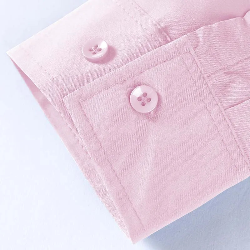 Men's Business Casual Long Sleeve Shirt Solid Color Wrinkle Resistant Comfortable All-Season Versatile Solid Color Top