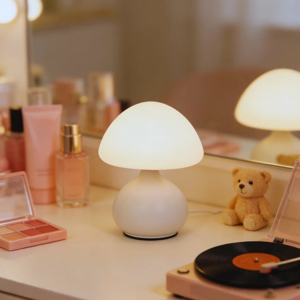 USB Powered Mushroom Table Lamp, Ambient Light, Bedroom Modern Simple and Atmospheric Table Lamp, Small Night Light, Decorative