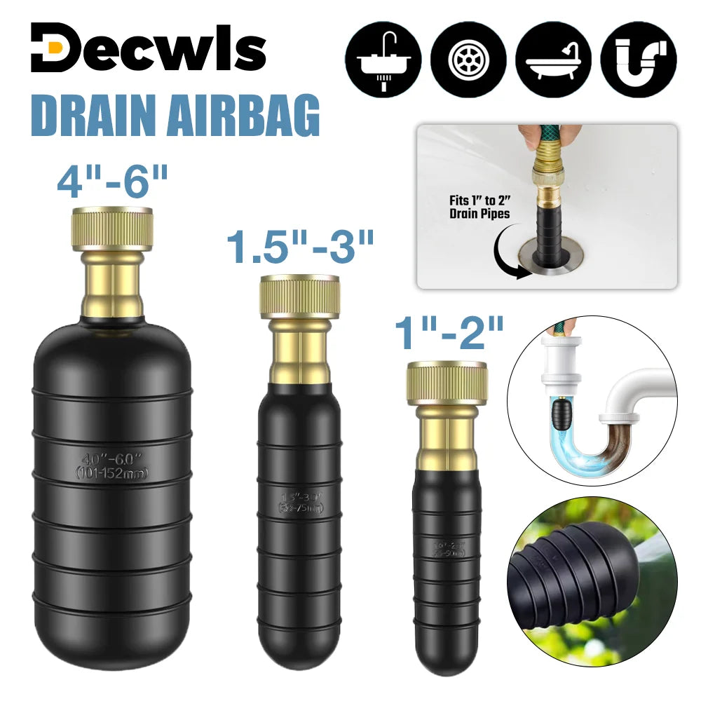 Drain Cleaning Bladders, Suitable For 1-Inch To 6-Inch Pipes, Quickly Unclog Clogged Drains Safe And Durable, Made Of Rubber
