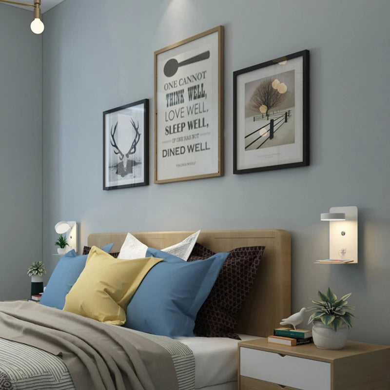 LED Wall Light Interior  Mobile Phone Charging USB Wall Lamps With Switch Bedroom Bedside Reading Lights Decoration Living Room