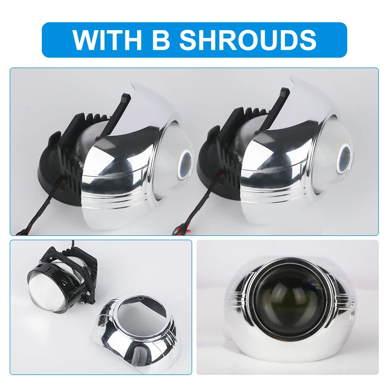 2PCS 3 Inch Bi LED Projector Headlights Lenses for Hella LED Lights Projector 3000W 32000000LM Diode Headlamp Car Accessories