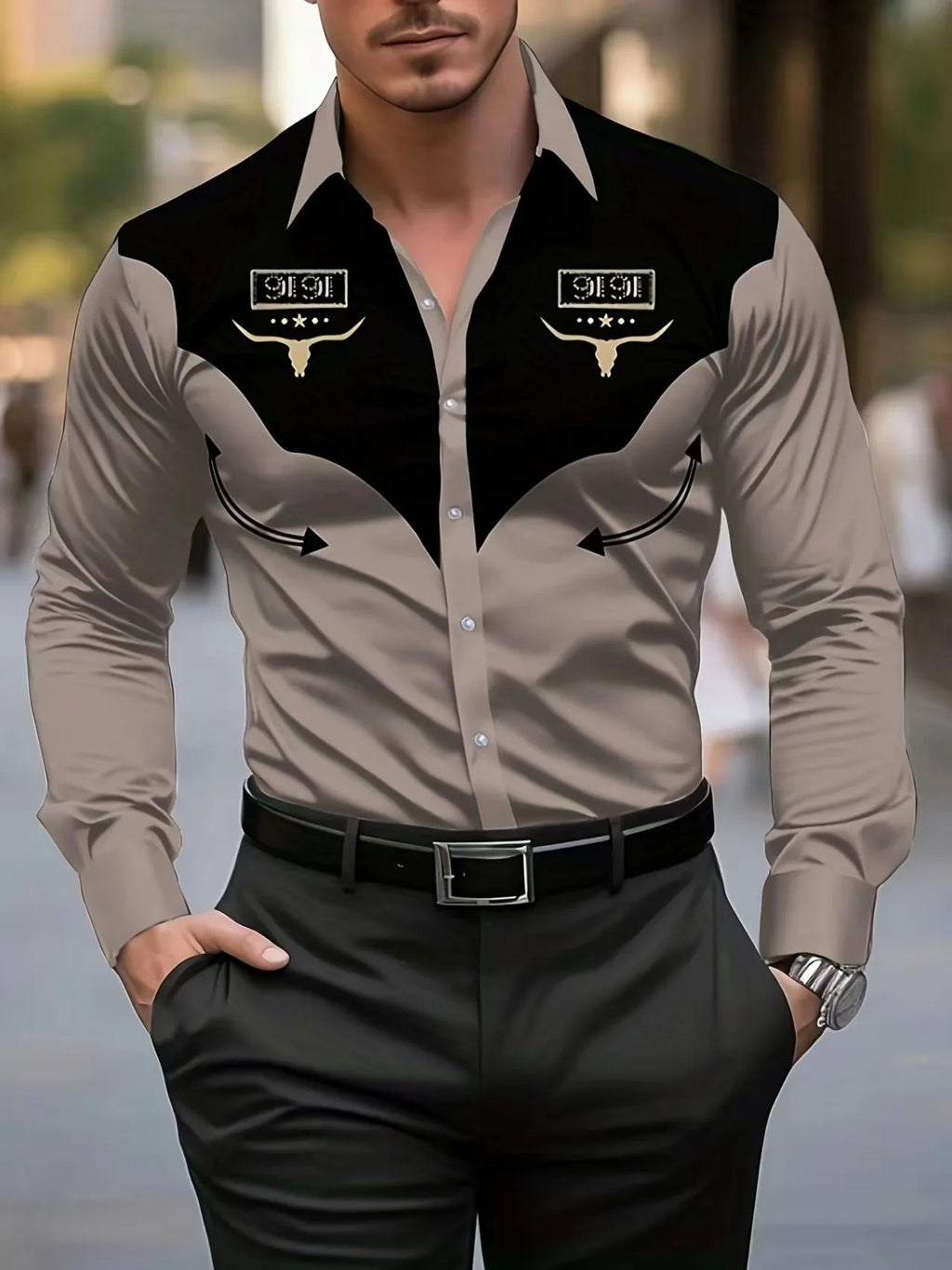 Men's Long Sleeve Linen Shirt Art 3D Striped Grid Print Fashion Button Comfortable Fabric Spring Summer