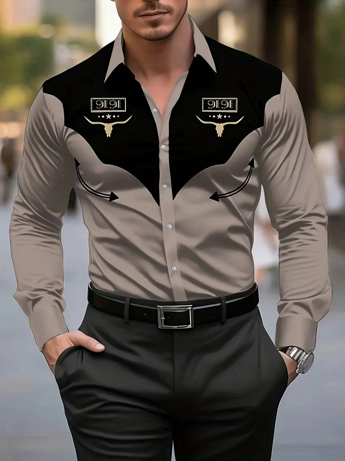 Men's Long Sleeve Linen Shirt Art 3D Striped Grid Print Fashion Button Comfortable Fabric Spring Summer