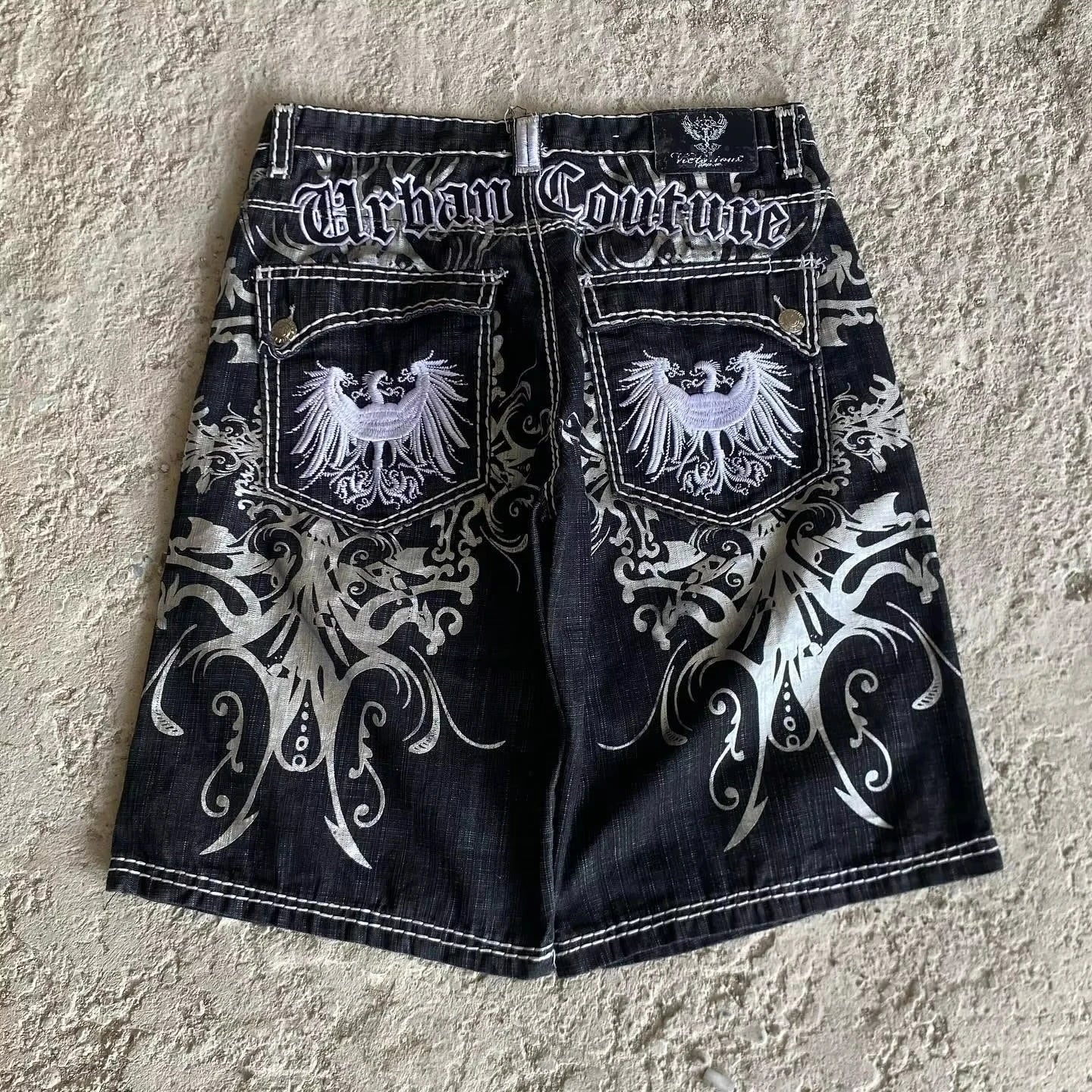 Y2K Fashion New Oversized Pocket Tooling Camouflage Loose Denim Shorts Unisex Gothic Punk Hip Hop Fashion Casual Joker Couple
