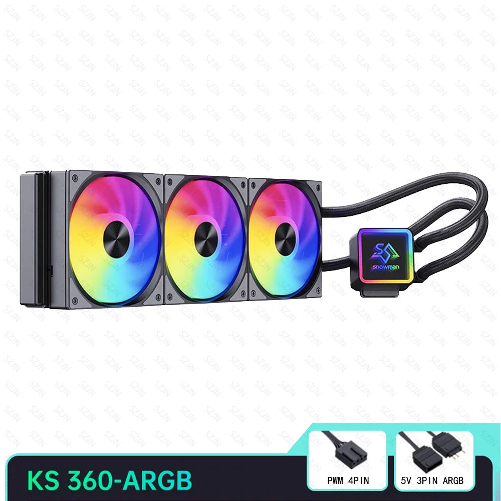Liquid Cooler 120/240/360 ARGB CPU Cooler Computer Fan CPU AIO Water Cooler Support Intel&AMD Efficient PWM-Controlled Pump