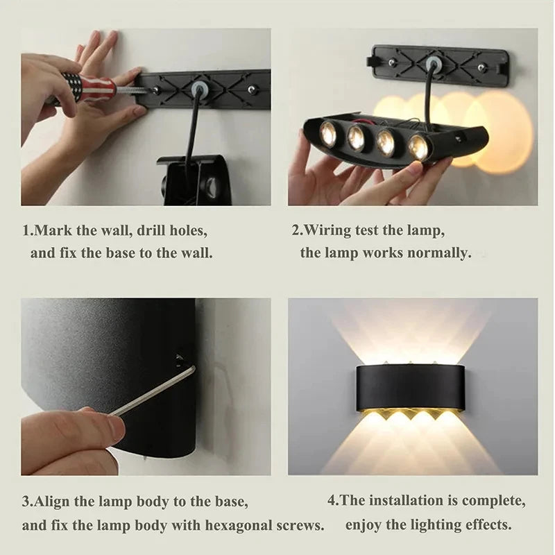2W 4W 6W 8W 10W 12W LED Wall Light Outdoor Waterproof Modern Nordic style Indoor Wall Lamps Living Room Porch Garden Lamp