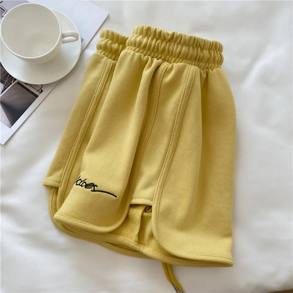 Loose Fit Women's High-Waisted Sports Shorts Elastic Running Pants for Fitness Casual Home Wear Four Season Use