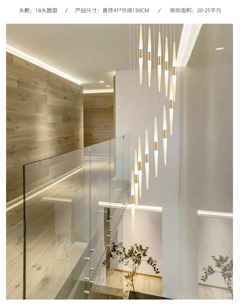 Led Pendant Lamps for Stairs Attic Living Room Bedroom Kitchen Staircase Ceiling Lighting Indoor Home Decoration Long Chandelier