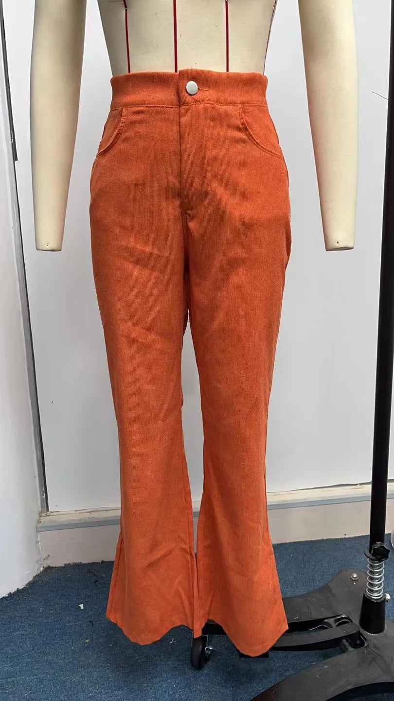 Women's Pants Spring New Elegant Trousers Bootcut Pant Fashion Slim High Waist Casual Trousers Solid Street Long Flare Clothing