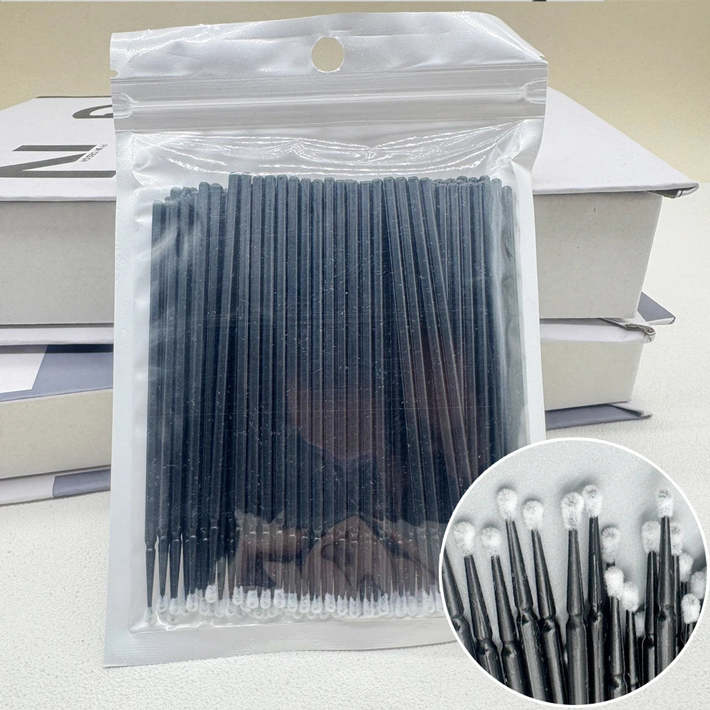 100PCS Crystal Micro Brush Disposable Lashes Removing Swab Mascara Wands Applicator Eyelash Extension Brushes Makeup Tools