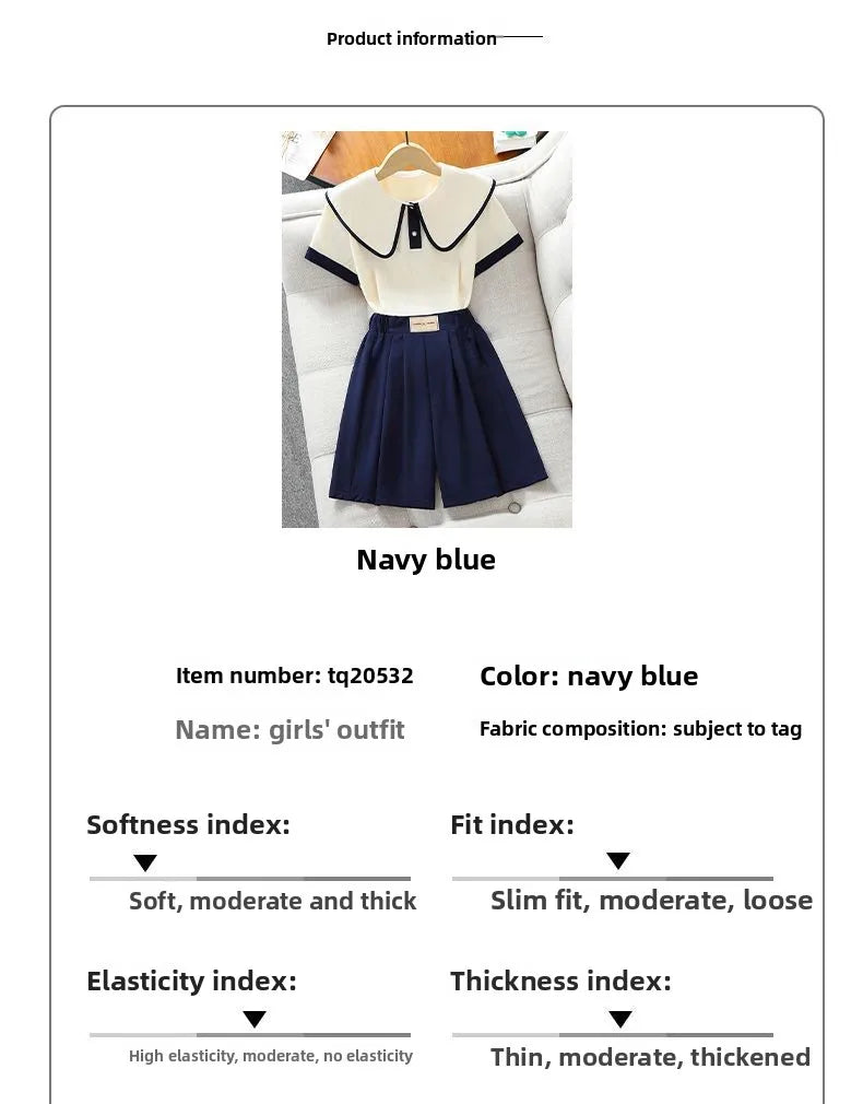 2026 New Summer Teenage Girls Clothing Sets Children Short Sleeve Top Shorts Two Piece Set Kids Casual Oufits School Clothing