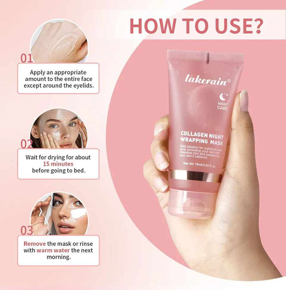 75ml Collagen Wrapping Mask Peel Off Mask & Brush Deep Hydration Moisturize Brightening Face Skin Facial Mask Skincare