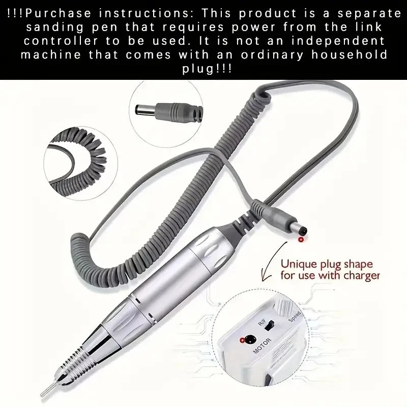 35000 RPM Professional Electric Nail Drill Handle Nail Art Drill Handpiece File Polish Grind Machine Manicure Drill Accessory