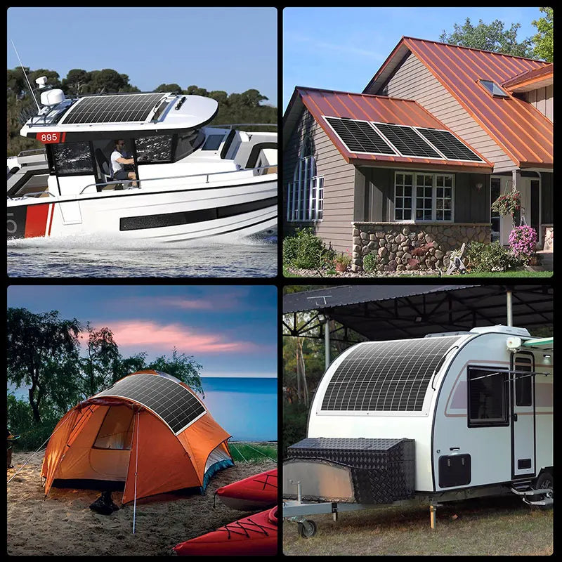 Flexible Solar Panels 150W Waterproof Monocrystalline Solar Panel Camping RV Home Charge 12V for Home RV Yacht Boat Car