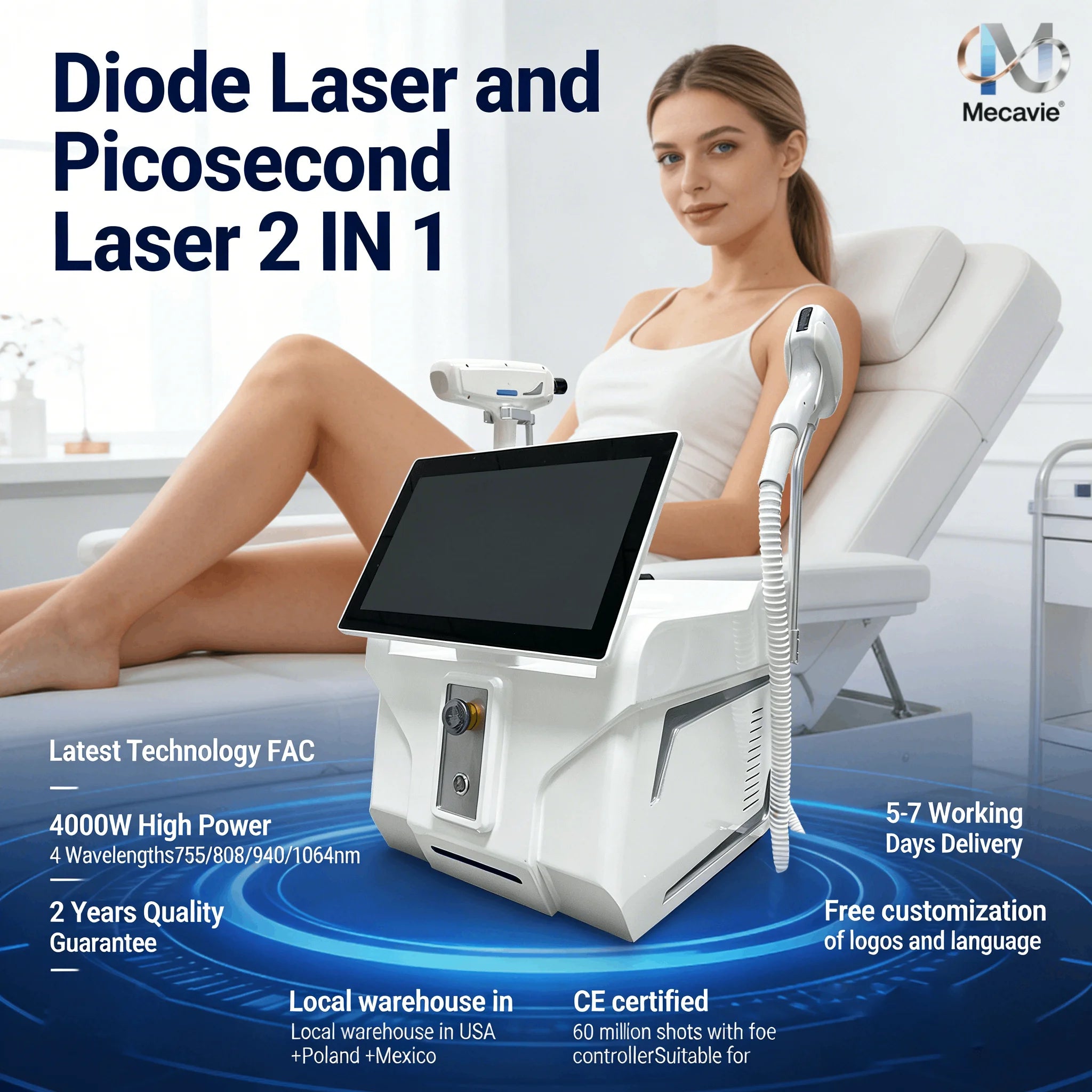 2026 New Diode Laser Ice Hair 4000w Soprano 2in1 Q Switch Nd Yag Picosecond Tattoo Removal Pigment Chloasma 755/808/940/1064