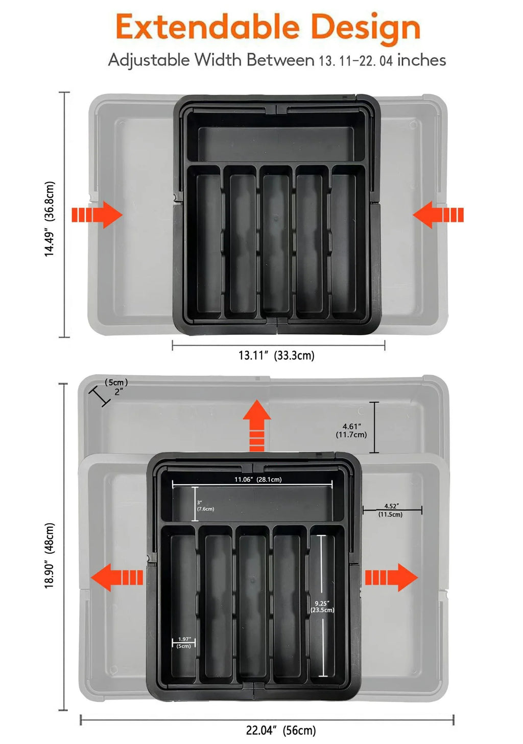 Adjustable Expandable Cutlery Drawer Organizer, Kitchen Utensil Storage Tray